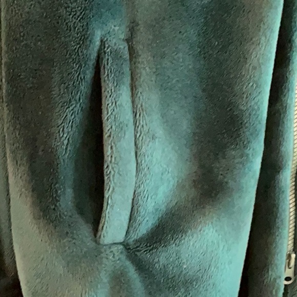 VINTAGE Susan Somers Collection zip front car coat. Teal w/ hood. - Picture 5 of 13